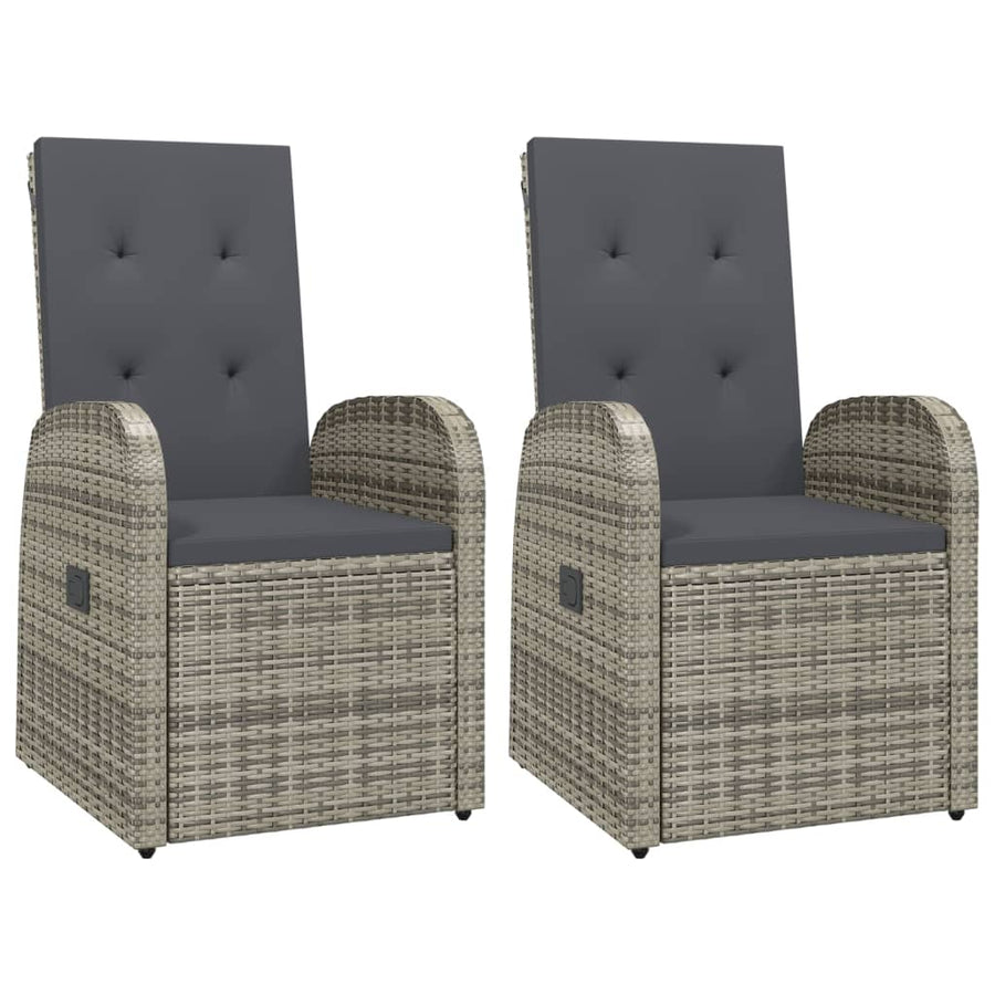 3-Delige Tuinset Met Kussens Poly Rattan Grijs 1 90 cm tafellengte 2x stoel + Tafel