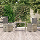Tuinset 3-delig poly rattan grijs