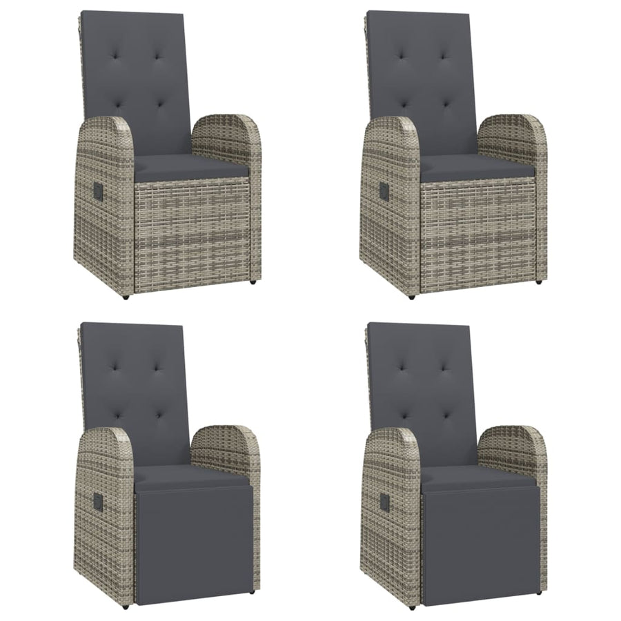 5-Delige Tuinset Met Kussens Poly Rattan Grijs 1 90 cm tafellengte 2x stoel + 2x Fauteuil + Tafel
