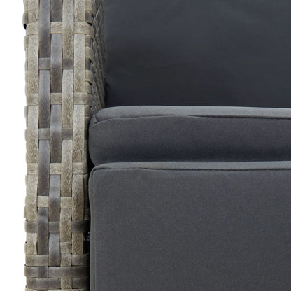 5-Delige Tuinset Met Kussens Poly Rattan Grijs 1 90 cm tafellengte 2x stoel + 2x Fauteuil + Tafel
