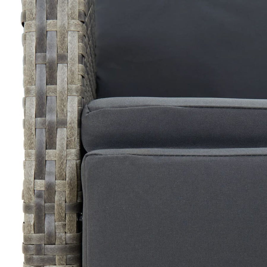 5-Delige Tuinset Met Kussens Poly Rattan Grijs 1 90 cm tafellengte 2x stoel + 2x Fauteuil + Tafel