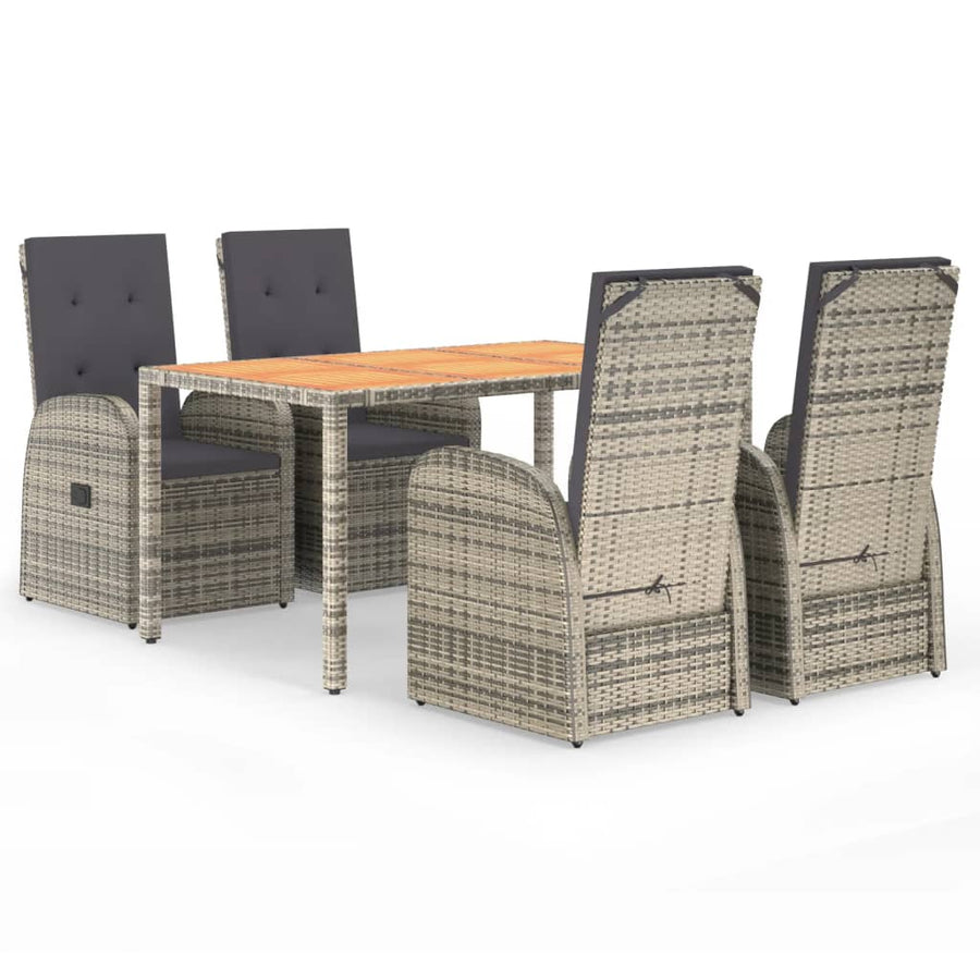 5-Delige Tuinset Met Kussens Poly Rattan Grijs 1