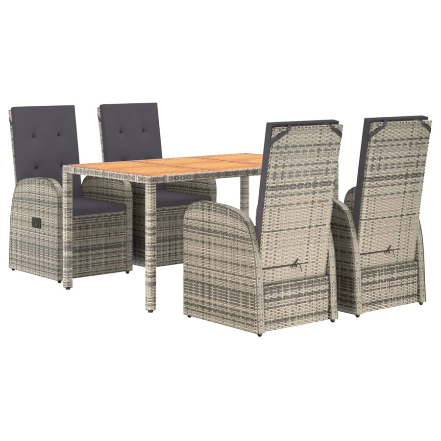 5-Delige Tuinset Met Kussens Poly Rattan Grijs 1