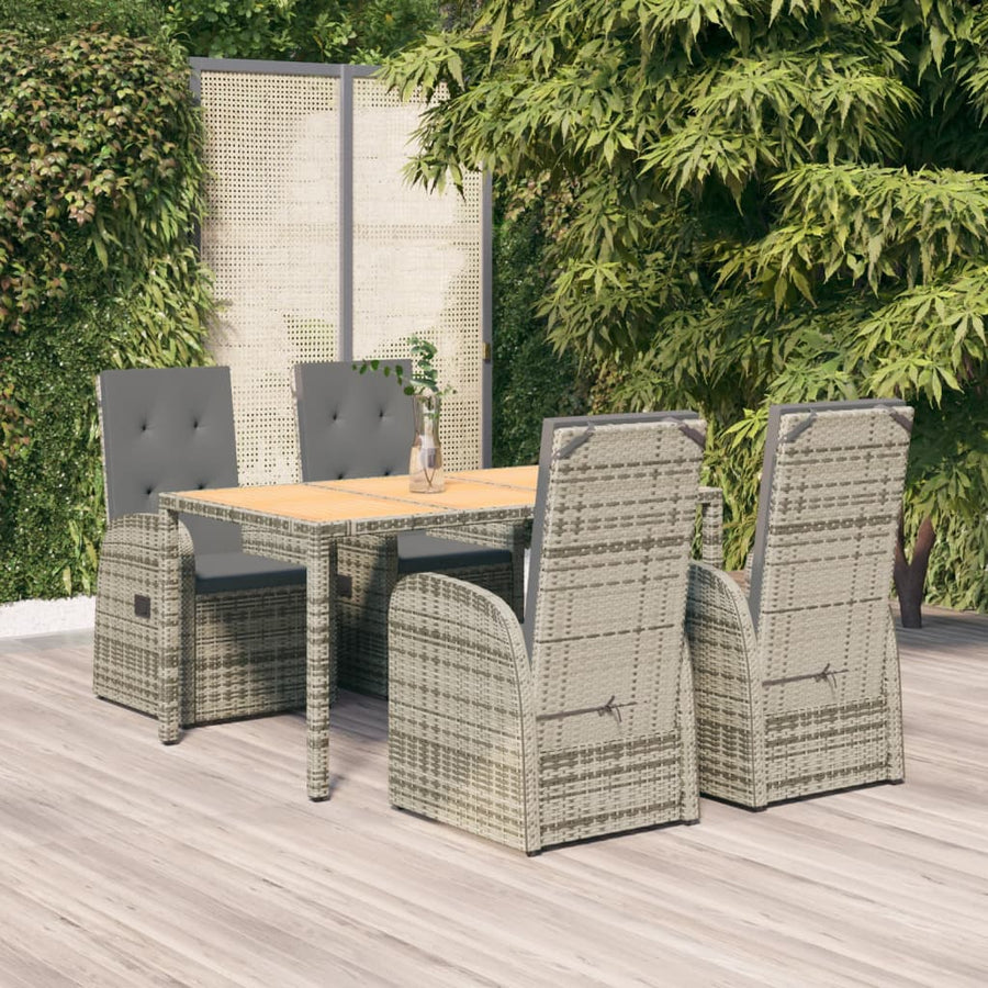 5-Delige Tuinset Met Kussens Poly Rattan Grijs 1