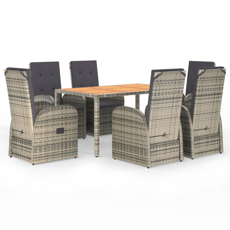 7-Delige Tuinset Met Kussens Poly Rattan Grijs 1