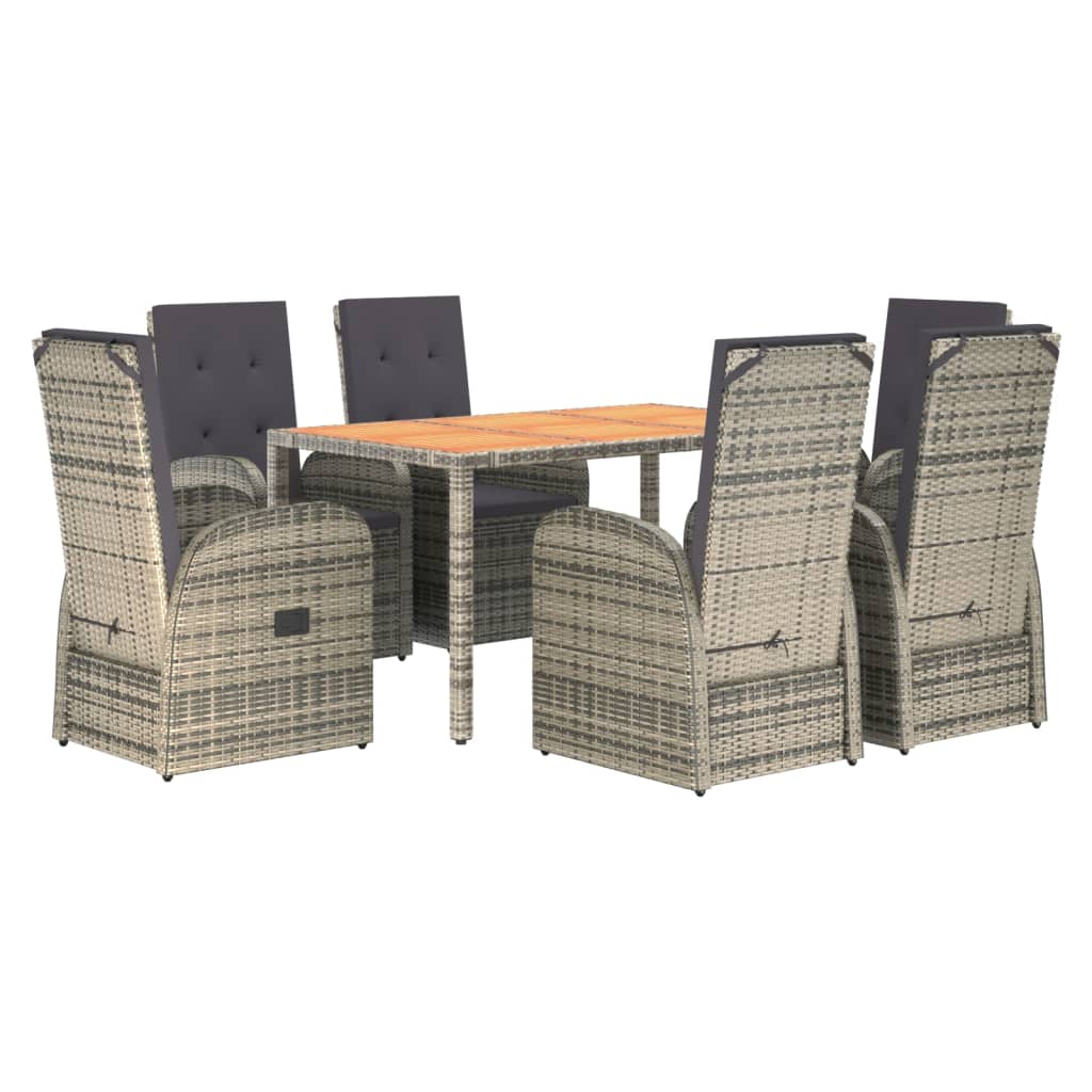 7-Delige Tuinset Met Kussens Poly Rattan Grijs 1