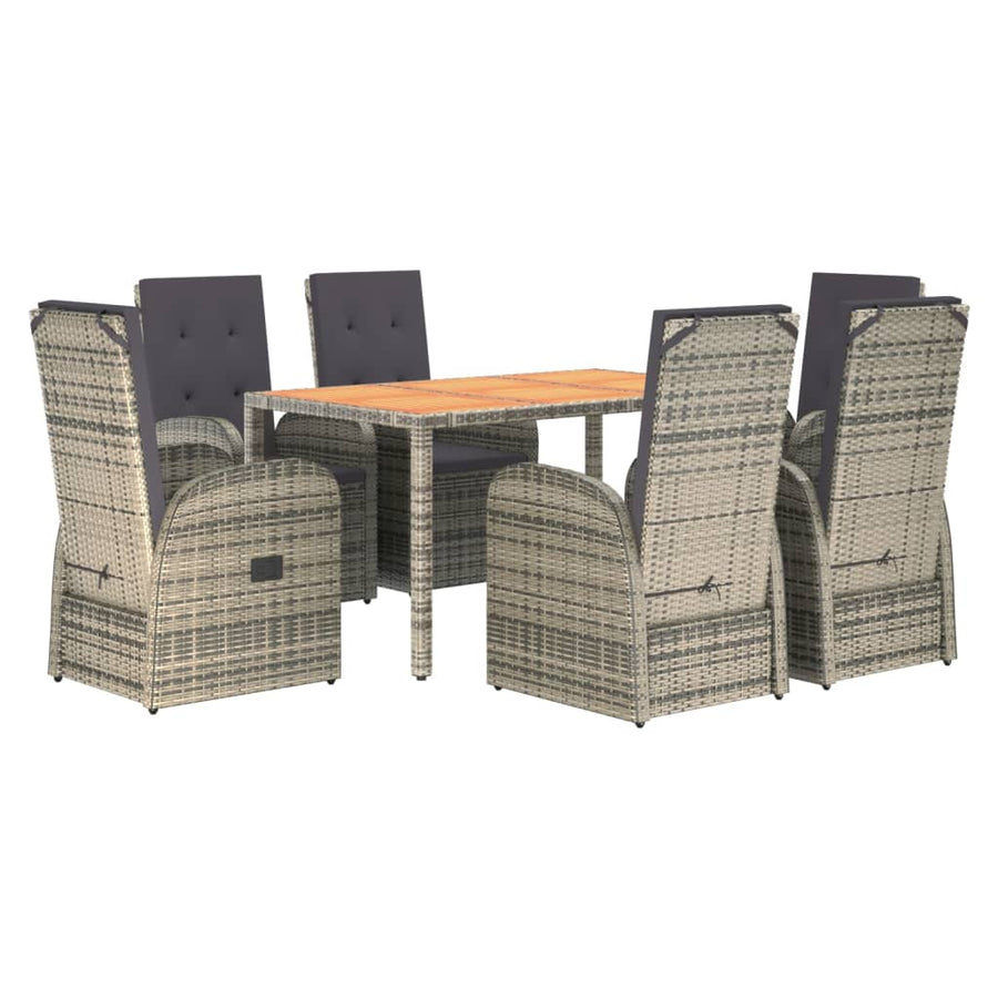 7-Delige Tuinset Met Kussens Poly Rattan Grijs 1