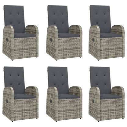7-Delige Tuinset Met Kussens Poly Rattan Grijs 1