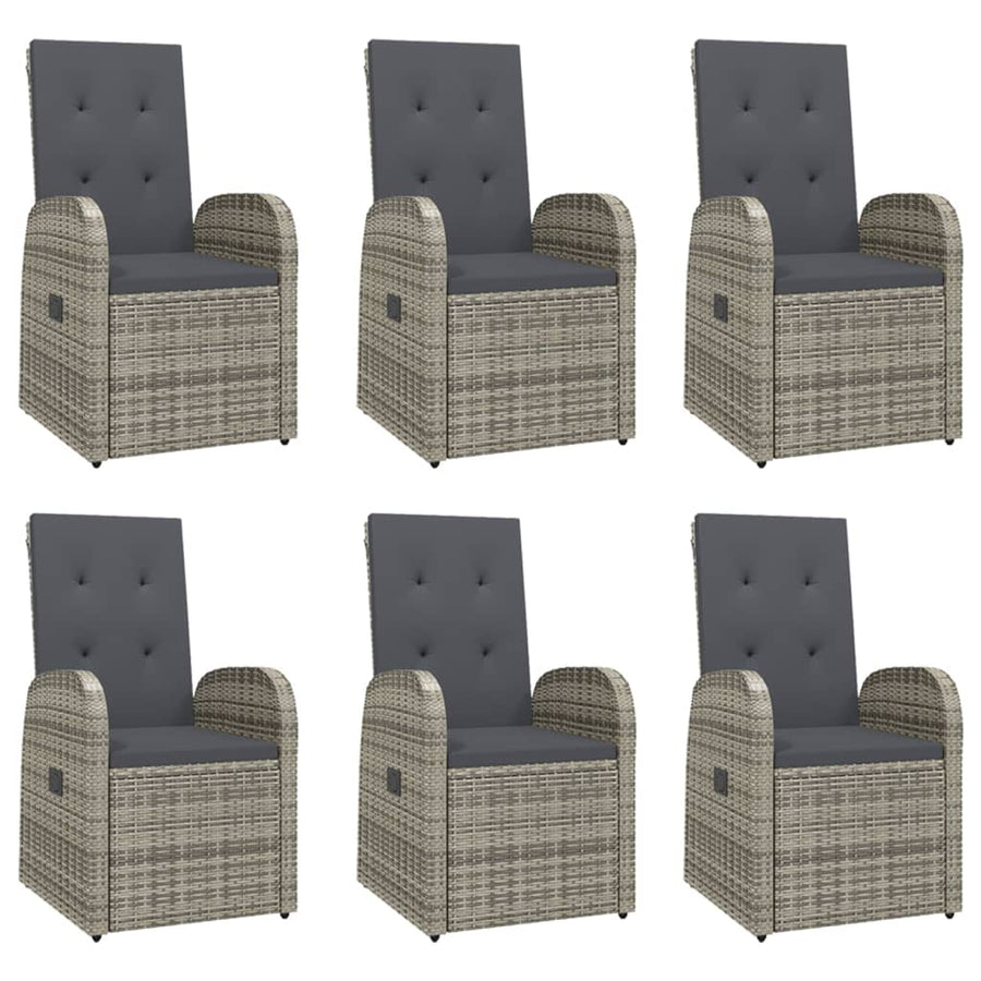 7-Delige Tuinset Met Kussens Poly Rattan Grijs 1