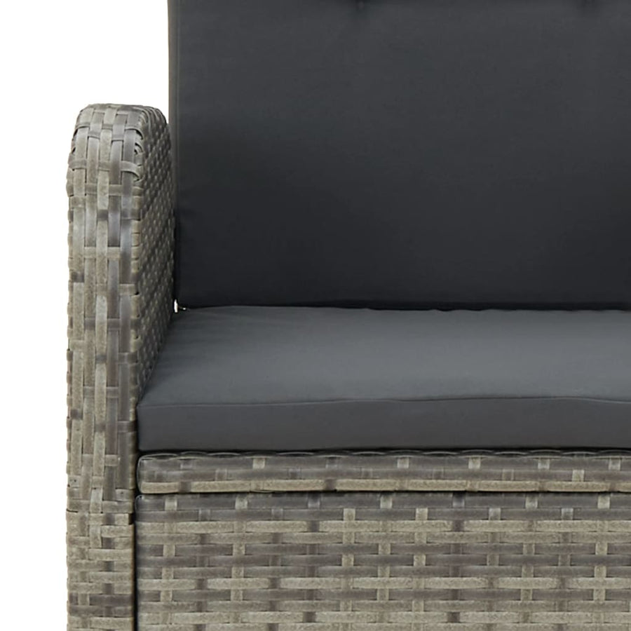 7-Delige Tuinset Met Kussens Poly Rattan Grijs 1