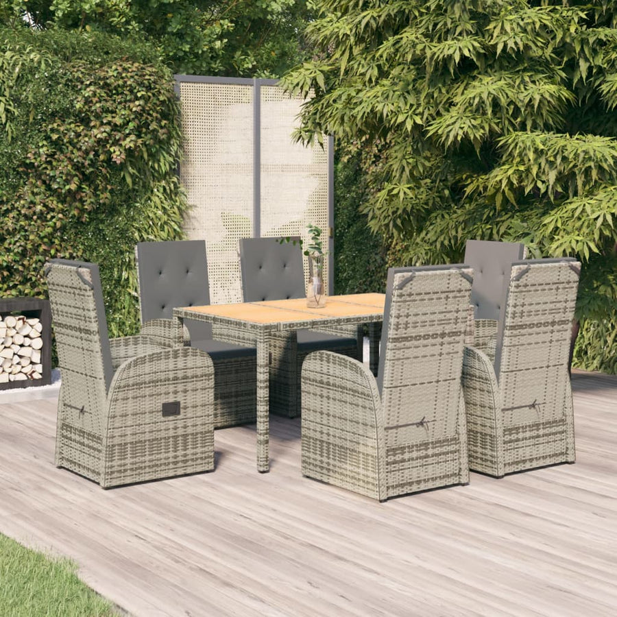 7-Delige Tuinset Met Kussens Poly Rattan Grijs 1