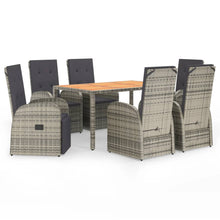 7-Delige Tuinset Met Kussens Poly Rattan Grijs 1