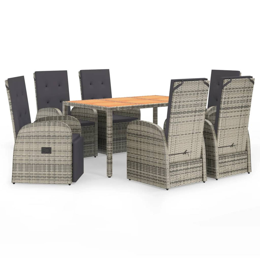 7-Delige Tuinset Met Kussens Poly Rattan Grijs 1