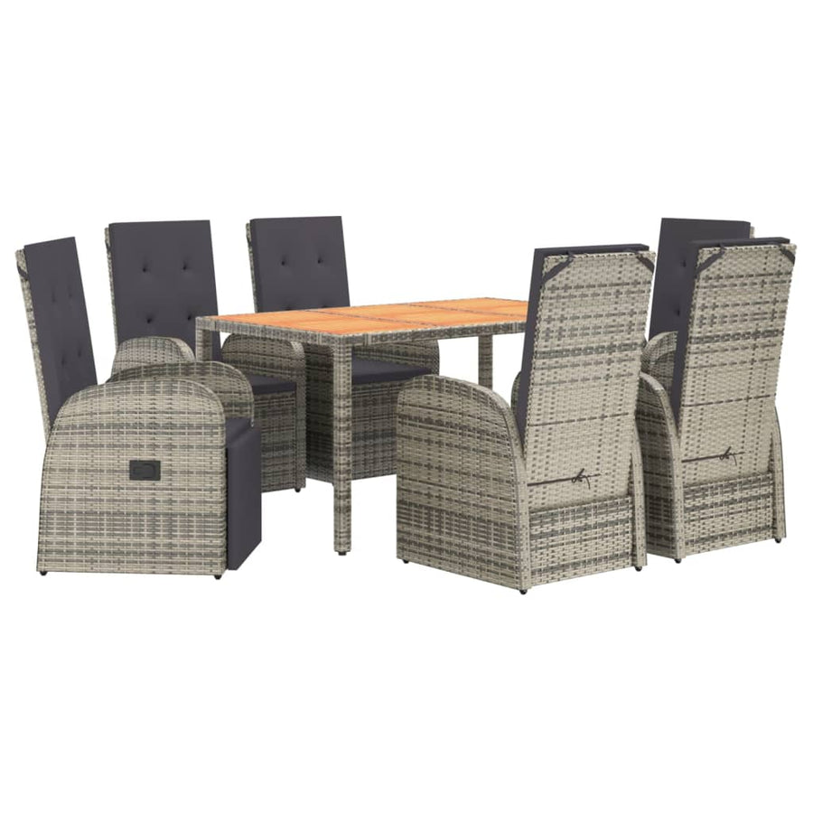 7-Delige Tuinset Met Kussens Poly Rattan Grijs 1