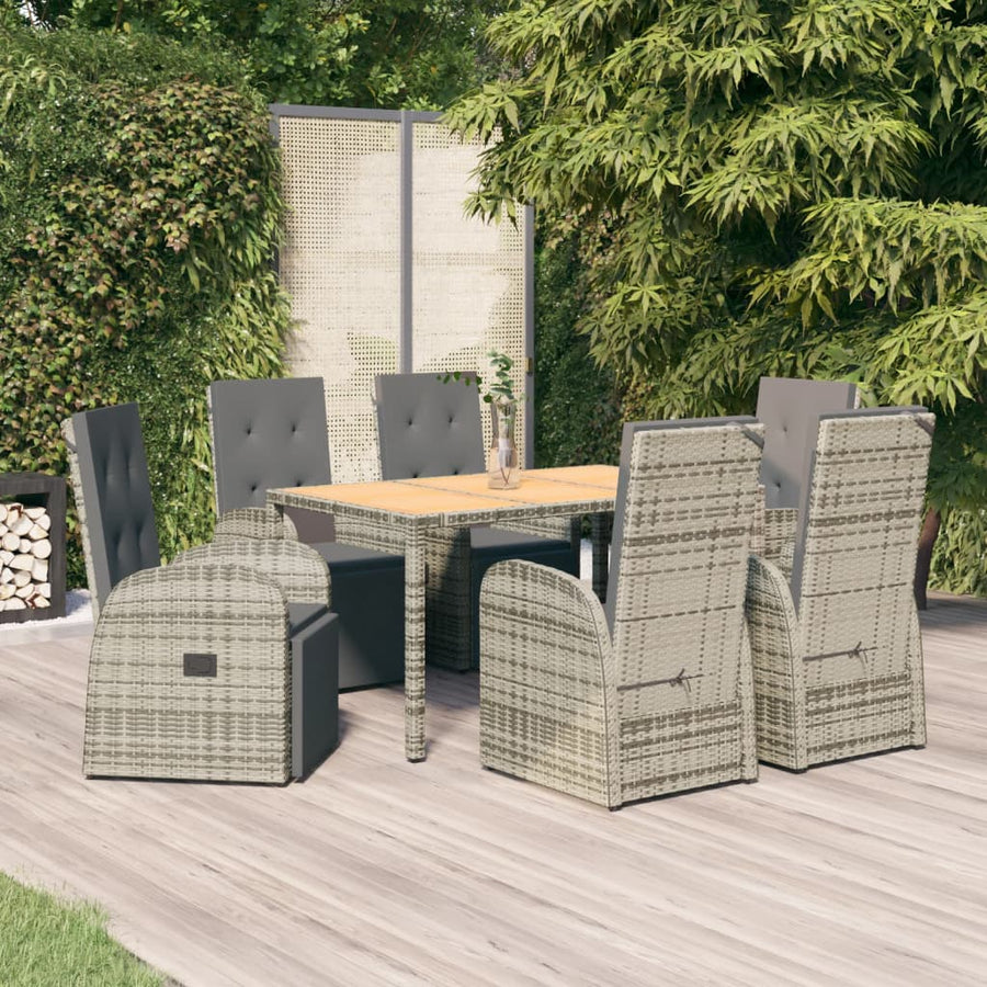 7-Delige Tuinset Met Kussens Poly Rattan Grijs 1