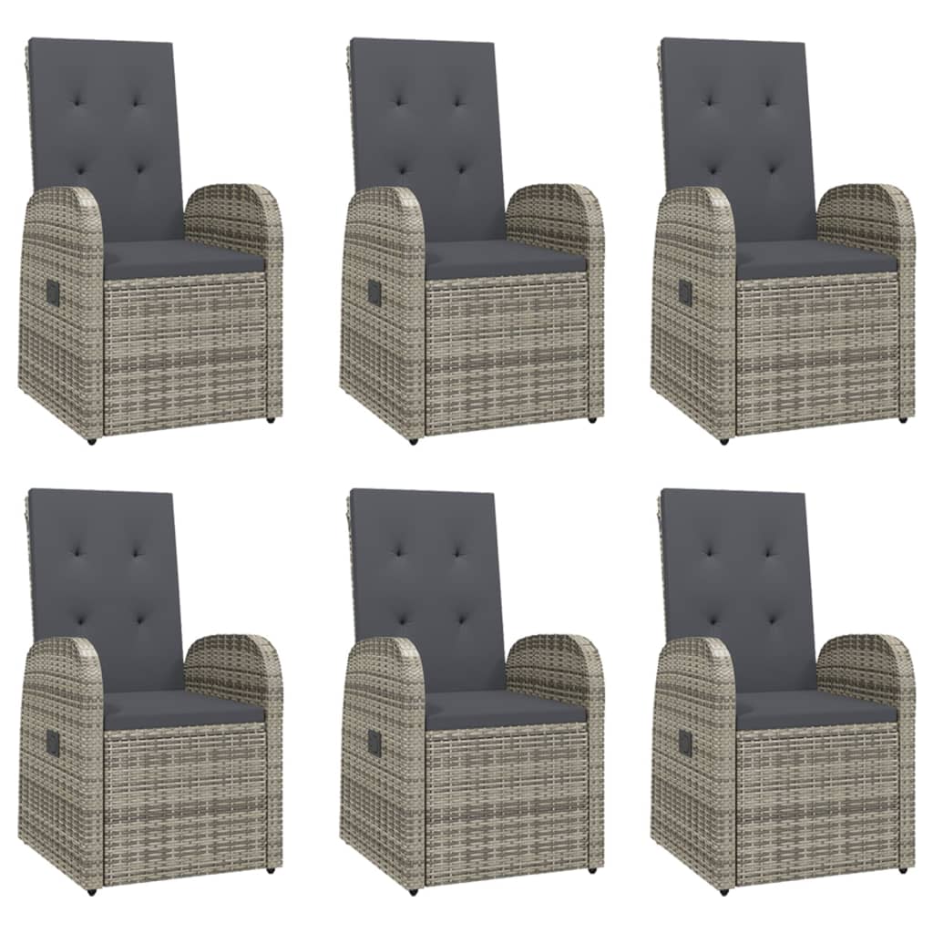 7-Delige Tuinset Met Kussens Poly Rattan Grijs 1 190 cm tafellengte