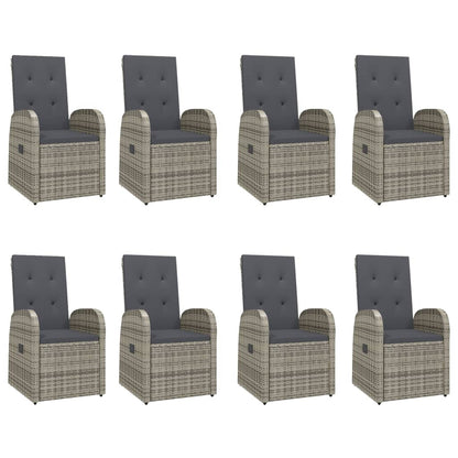 9-Delige Tuinset Met Kussens Poly Rattan Grijs 1 190 cm tafellengte