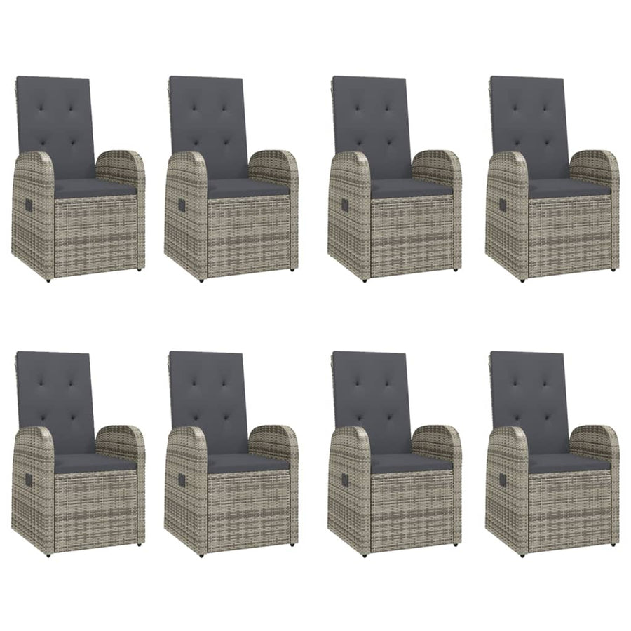 9-Delige Tuinset Met Kussens Poly Rattan Grijs 1 190 cm tafellengte