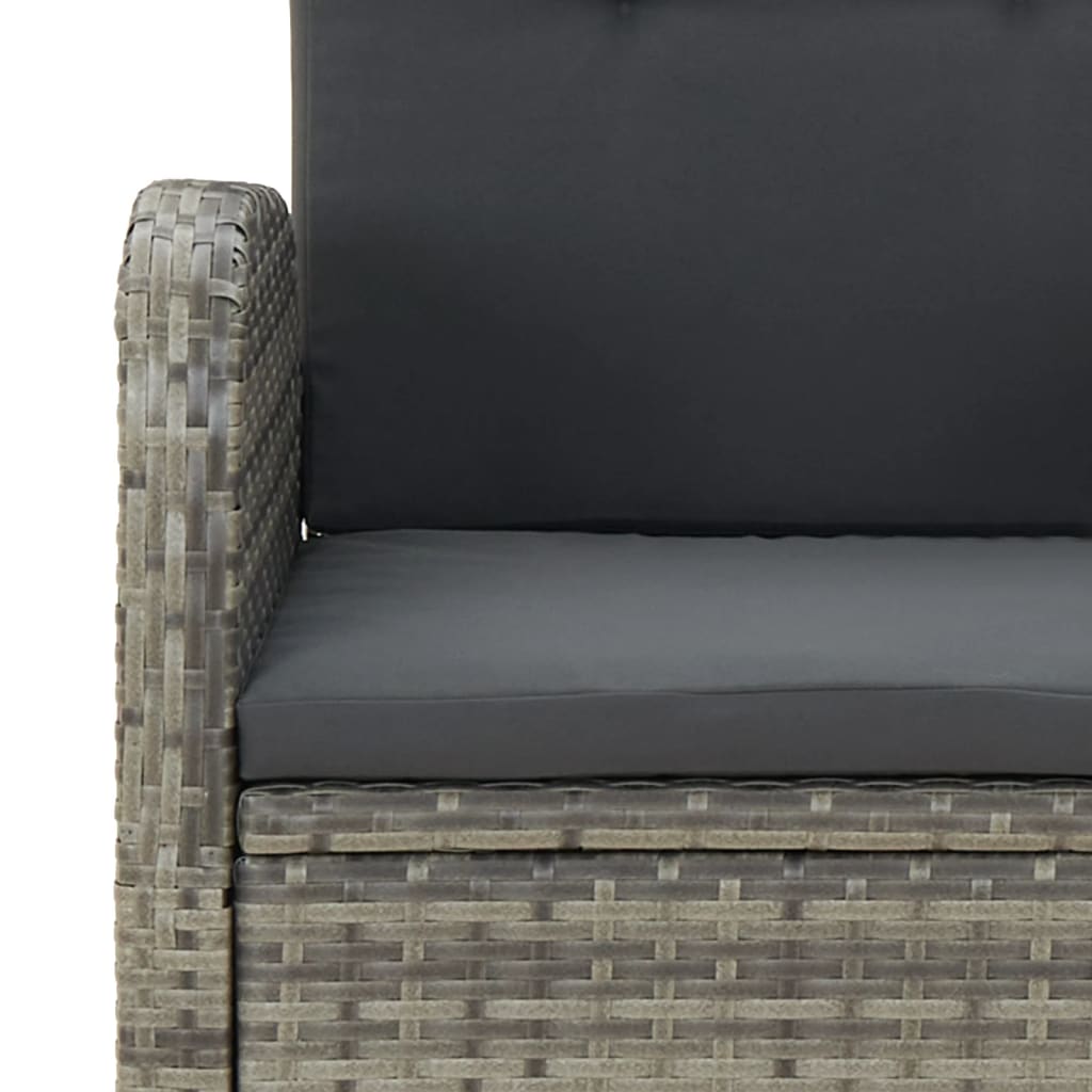 9-Delige Tuinset Met Kussens Poly Rattan Grijs 1 190 cm tafellengte