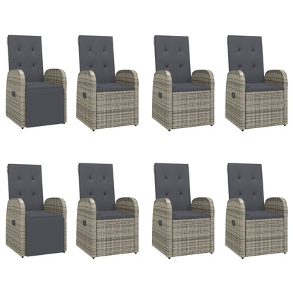 9-Delige Tuinset Met Kussens Poly Rattan Grijs 1 190 cm tafellengte