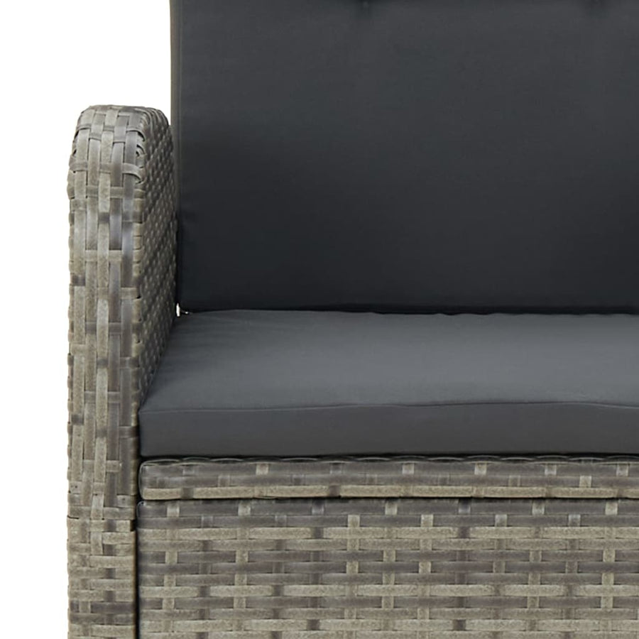 9-Delige Tuinset Met Kussens Poly Rattan Grijs 1 190 cm tafellengte