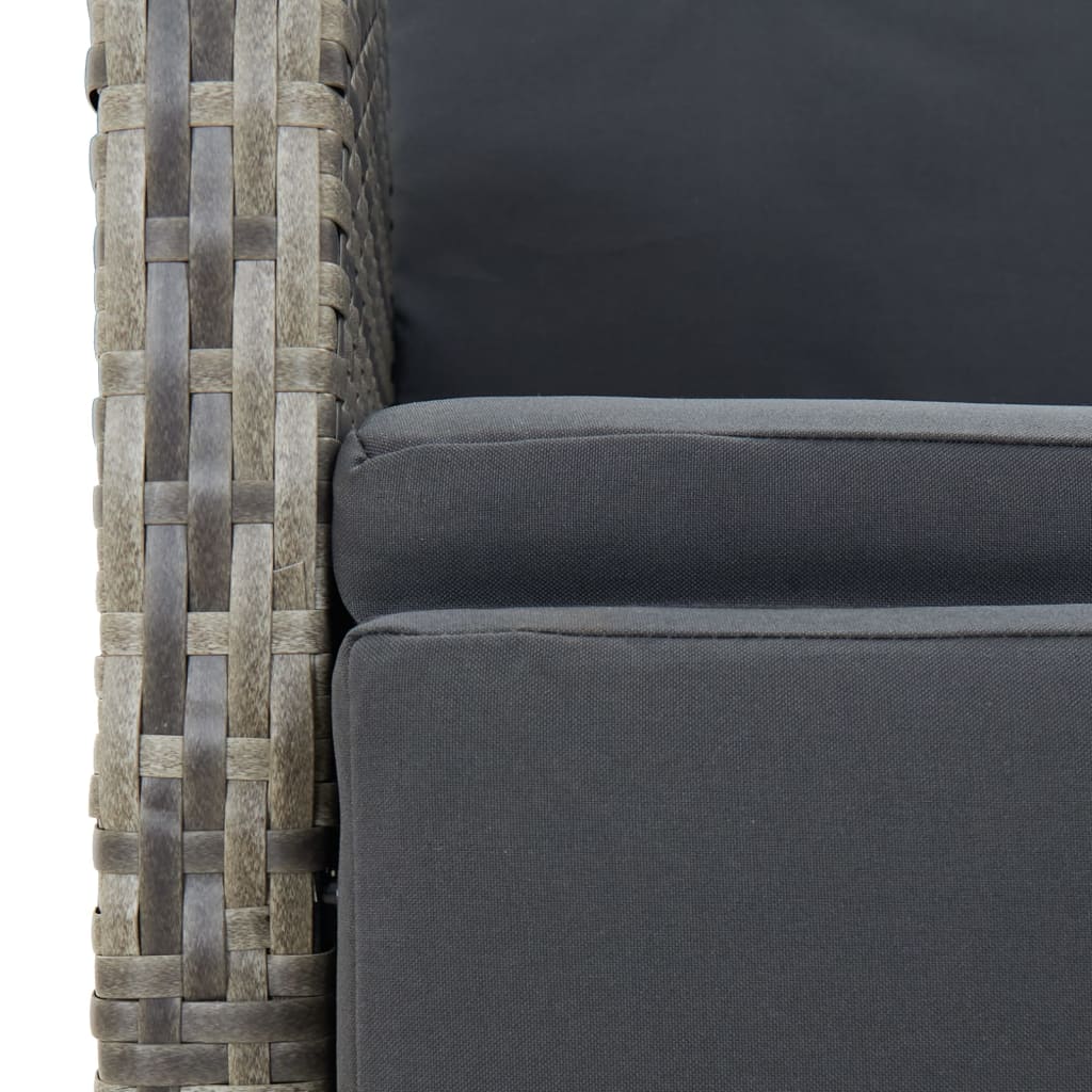 -Delige Tuinset Met Kussens Poly Rattan Grijs 3 90 cm tafellengte