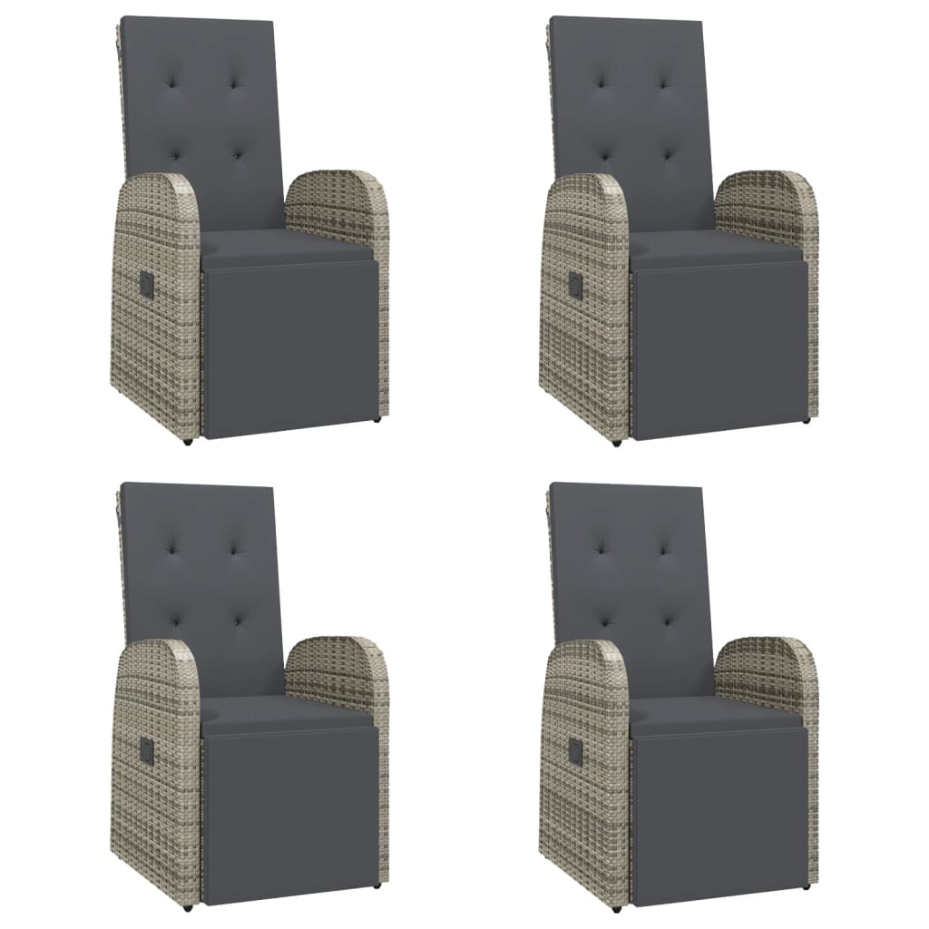 -Delige Tuinset Met Kussens Poly Rattan Grijs 5 90 cm tafellengte