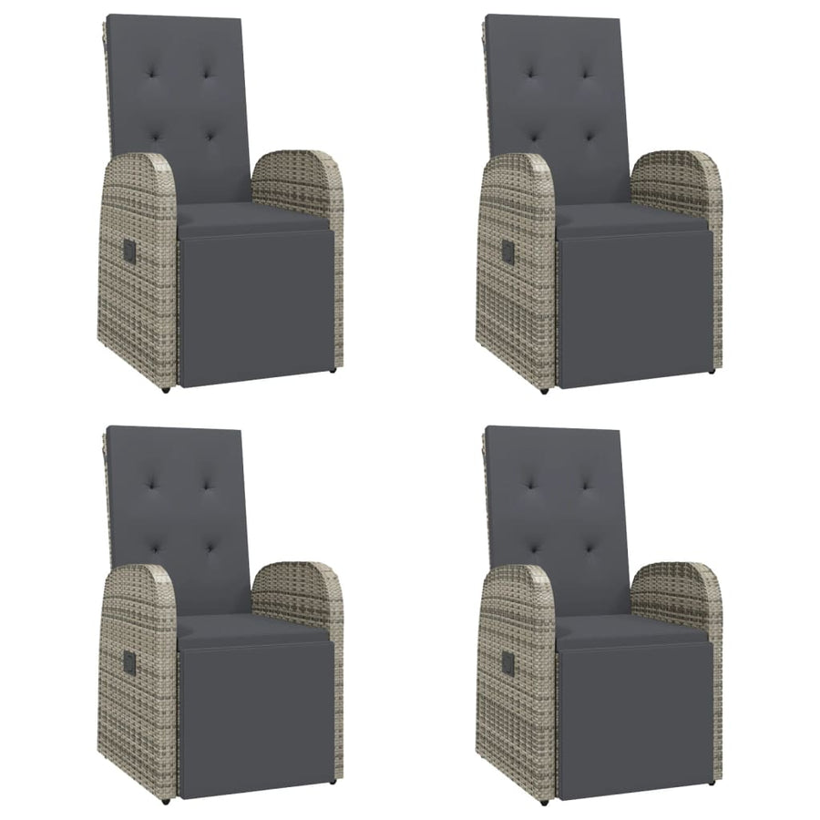 -Delige Tuinset Met Kussens Poly Rattan Grijs 5 90 cm tafellengte
