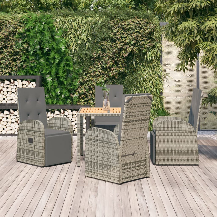 -Delige Tuinset Met Kussens Poly Rattan Grijs 5 90 cm tafellengte