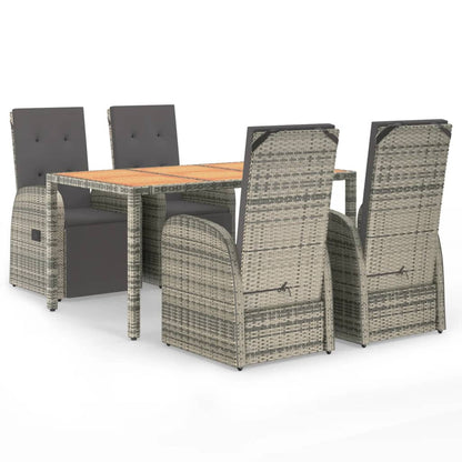 5-Delige Tuinset Met Kussens Poly Rattan Grijs 4