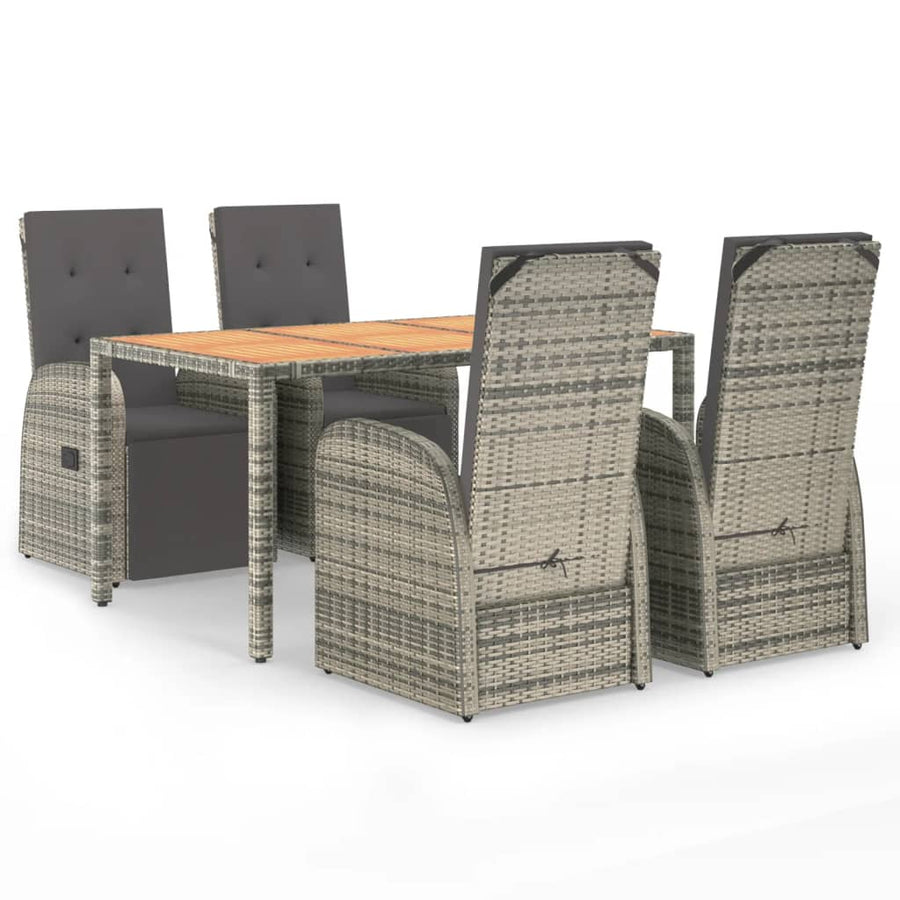 5-Delige Tuinset Met Kussens Poly Rattan Grijs 4