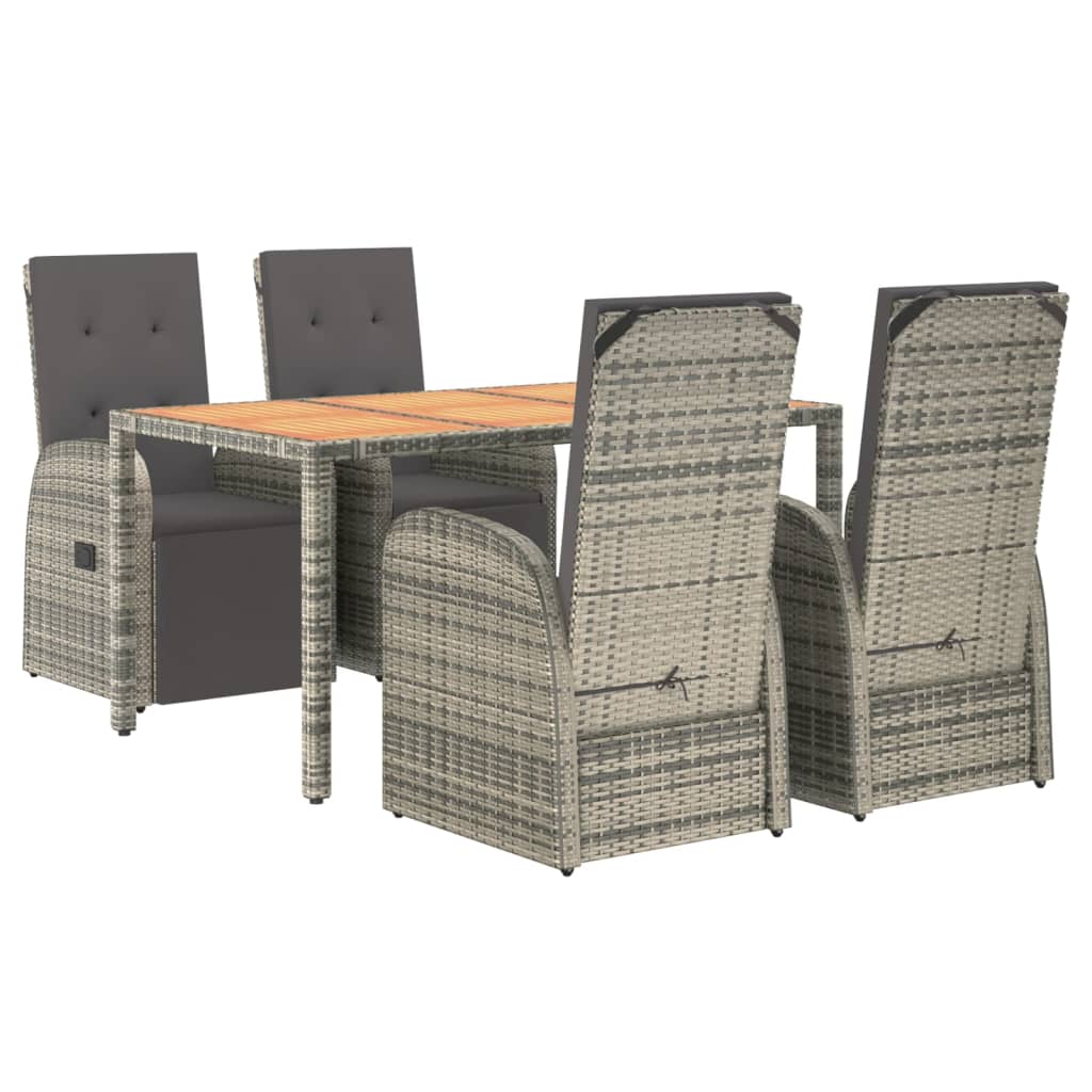 5-Delige Tuinset Met Kussens Poly Rattan Grijs 4