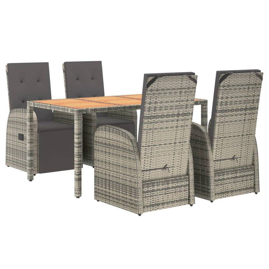 5-Delige Tuinset Met Kussens Poly Rattan Grijs 4