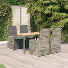 5-Piece Garden Set With Cushions Poly Rattan Grey 4