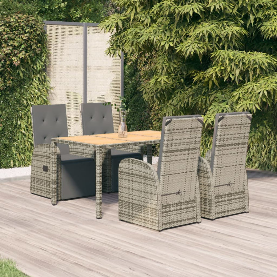 5-Delige Tuinset Met Kussens Poly Rattan Grijs 4