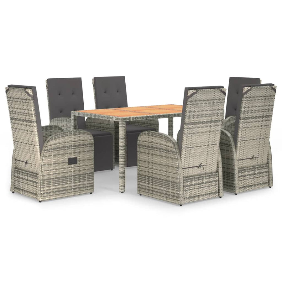 7-Delige Tuinset Met Kussens Poly Rattan Grijs 6