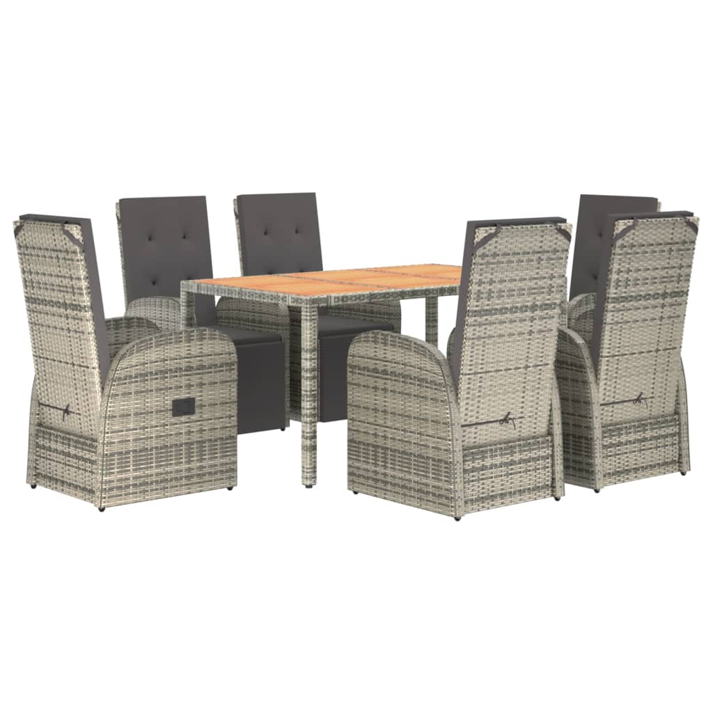 7-Delige Tuinset Met Kussens Poly Rattan Grijs 6
