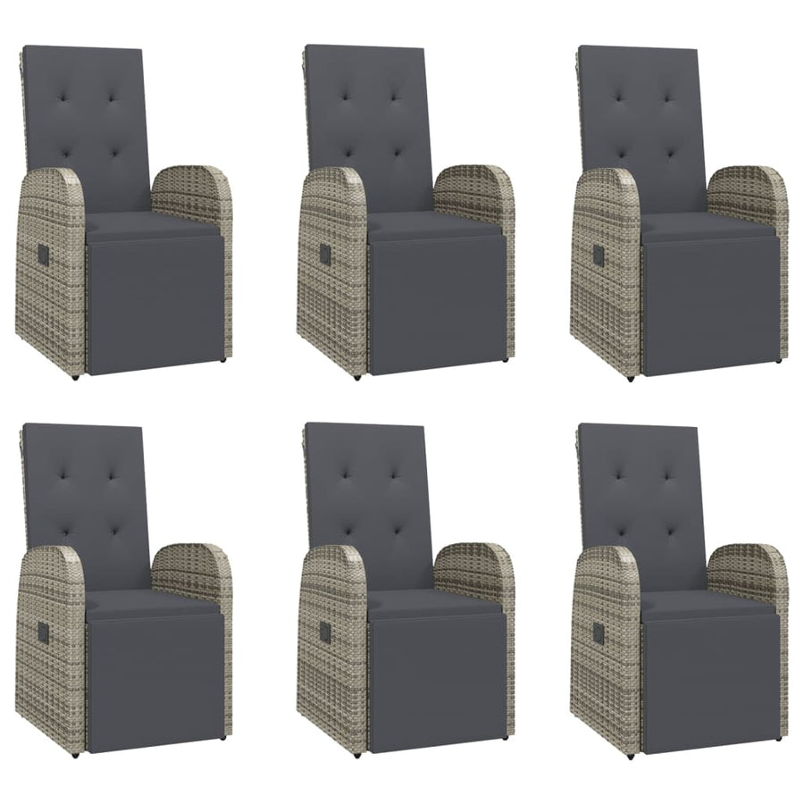 7-Delige Tuinset Met Kussens Poly Rattan Grijs 6