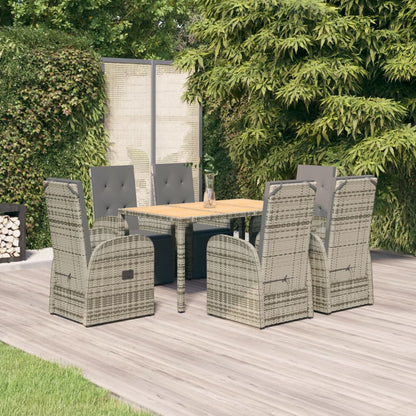 7-Delige Tuinset Met Kussens Poly Rattan Grijs 6