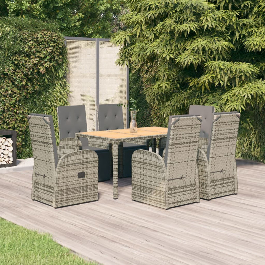 7-Delige Tuinset Met Kussens Poly Rattan Grijs 6