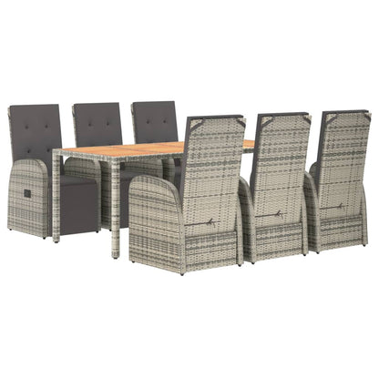 7-Delige Tuinset Met Kussens Poly Rattan Grijs 6 190 cm tafellengte