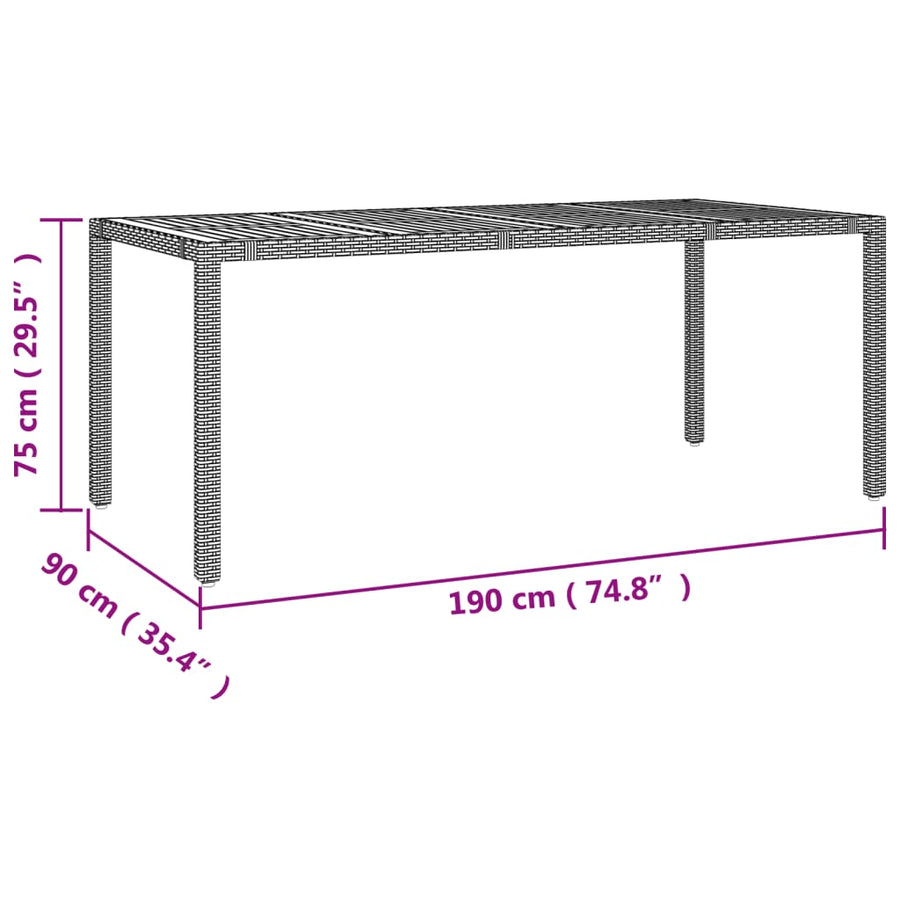 9-Delige Tuinset Met Kussens Poly Rattan Grijs 8 190 cm tafellengte