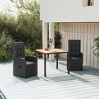 Tuinset 3-delig poly rattan zwart met kussens