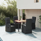Tuinset 5-delig poly rattan zwart met kussens