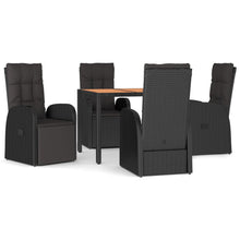 5-Delige Tuinset Met Kussens Poly Rattan Zwart 90 cm tafellengte 2x stoel + 2x Fauteuil + Tafel