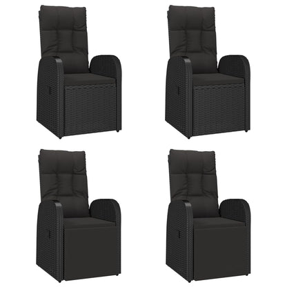 5-Delige Tuinset Met Kussens Poly Rattan Zwart 90 cm tafellengte 2x stoel + 2x Fauteuil + Tafel