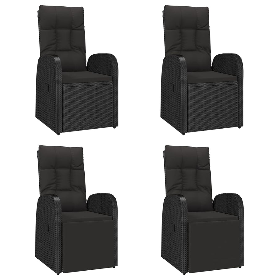 5-Delige Tuinset Met Kussens Poly Rattan Zwart 90 cm tafellengte 2x stoel + 2x Fauteuil + Tafel
