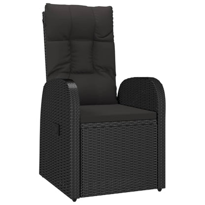 5-Delige Tuinset Met Kussens Poly Rattan Zwart 90 cm tafellengte 2x stoel + 2x Fauteuil + Tafel