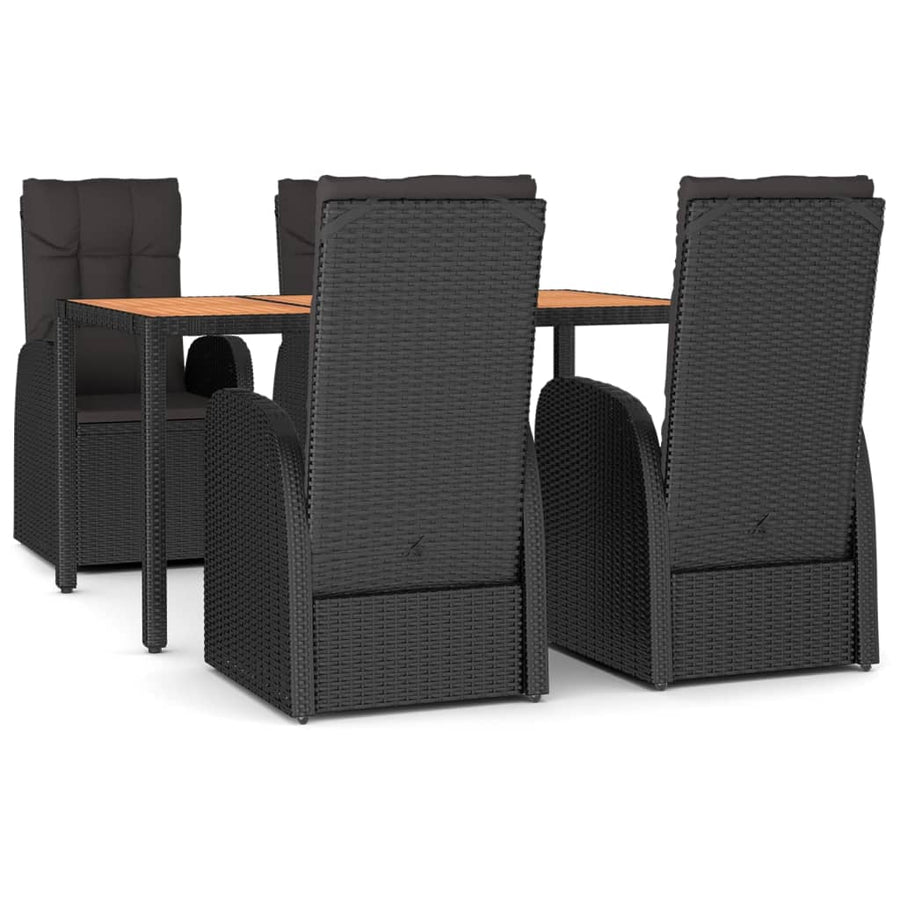 5-Delige Tuinset Met Kussens Poly Rattan Zwart 1 150 cm tafellengte