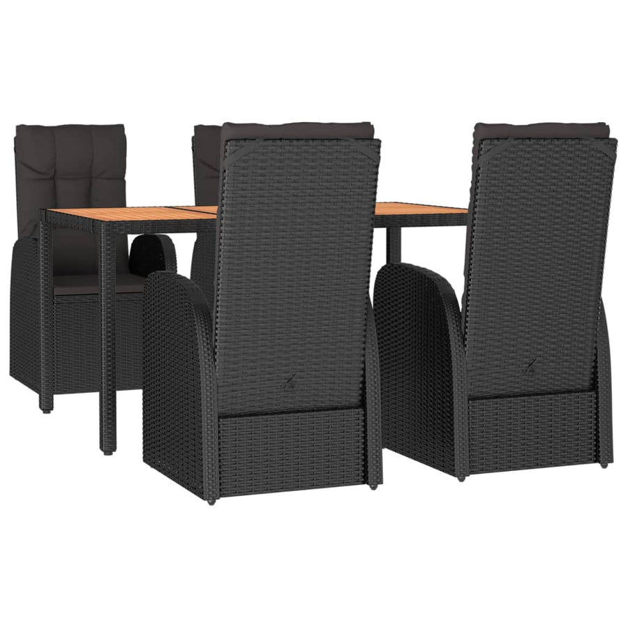 5-Delige Tuinset Met Kussens Poly Rattan Zwart 1 150 cm tafellengte